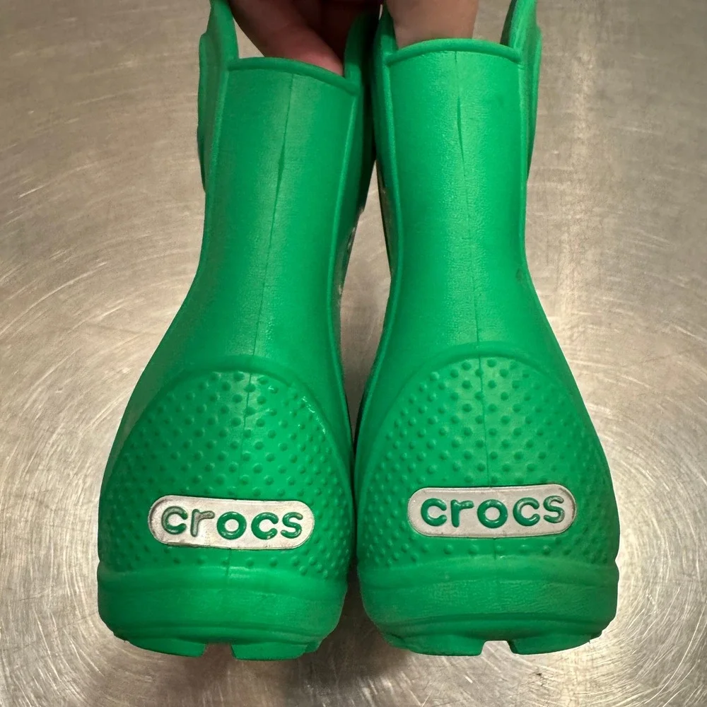 Crocs Toddler Rain Boots 6C Green Handle It Waterproof Outdoor
